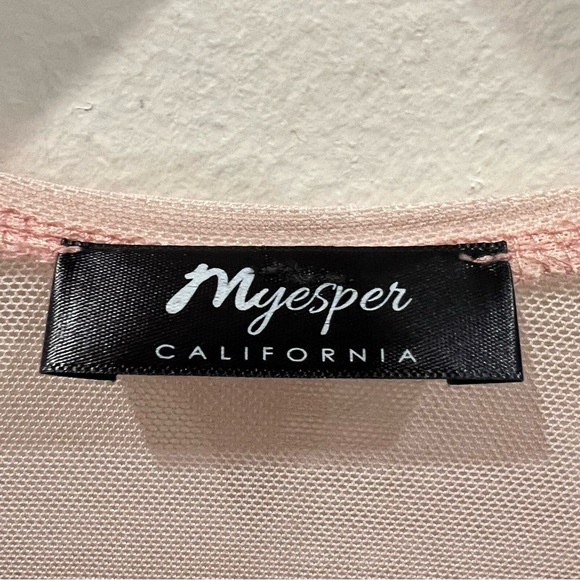 Myesper Kimono Womens Large Pink Sheer Mesh Floral Boho Fairy Feminine Romance - Picture 7 of 11